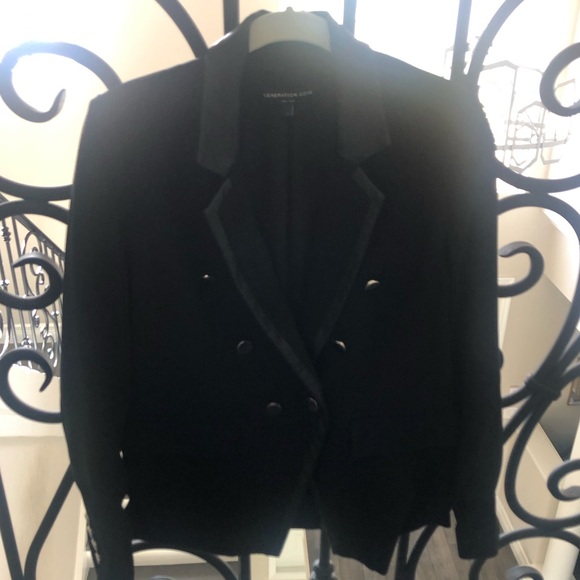 Generation, love, black blazer with vegan leather piping🖤 - Picture 4 of 11